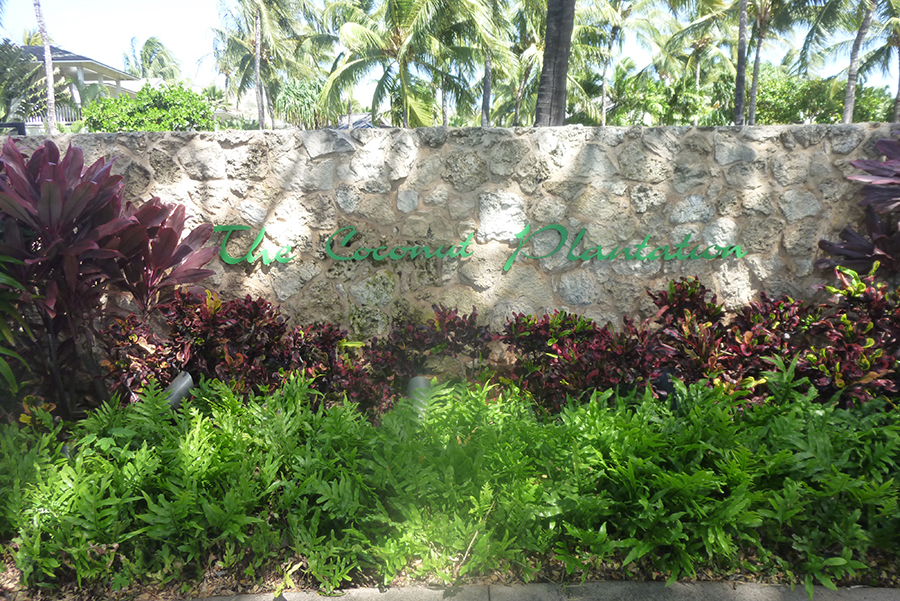 The Coconut Plantation entrance signage.